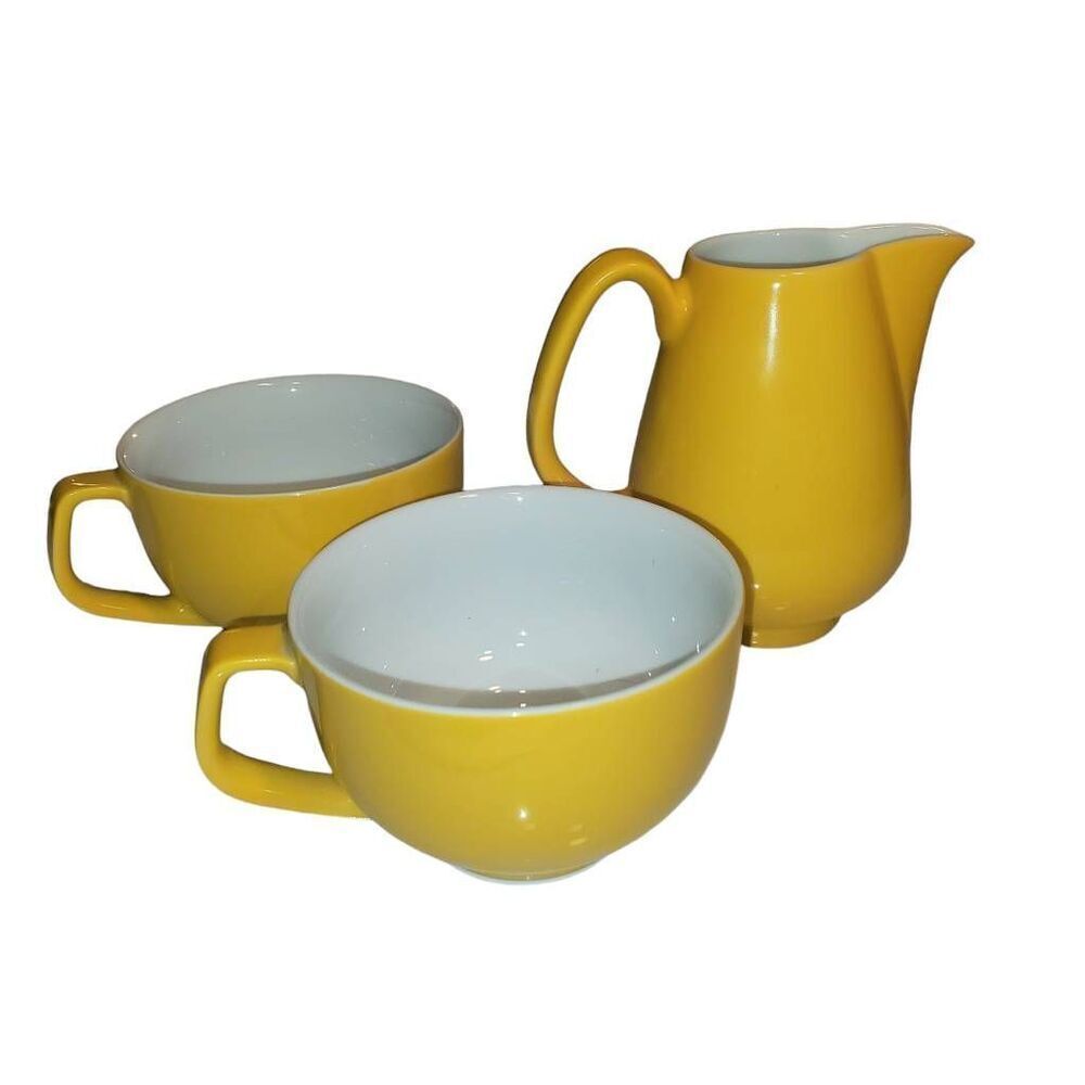 Vintage Yellow Rosenthal Germany 3 Piece Cup And Creamer Set.